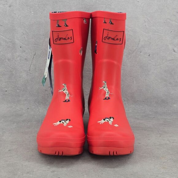 New Joules Rain Boots Mid Calf Molly Welly Red Dogs Size US:‎ 6 UK: 4 - Picture 3 of 15